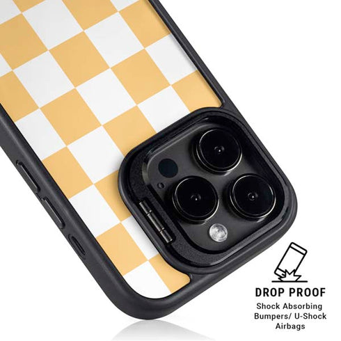 Yellow and White Checkerboard iPhone 15 Pro Kickstand Case